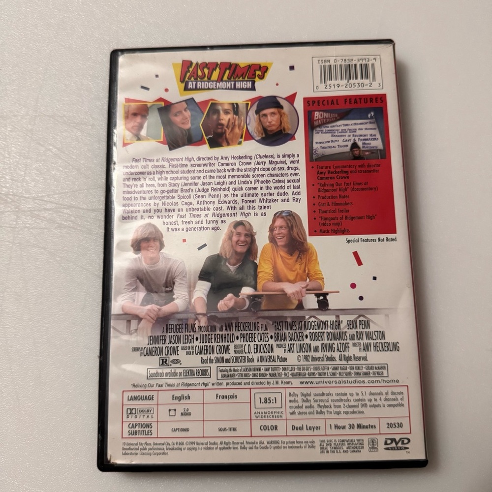 Fast Times at Ridgemont High Collector's Edition DVD Tested - Picture 2 of 3